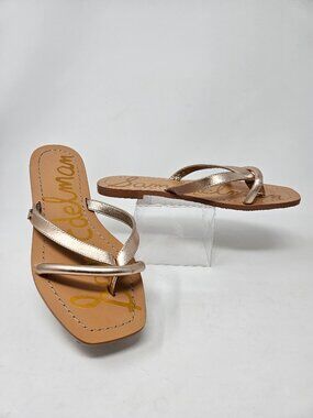 NEW Sam Edelman Size 6.5M Rose Gold Abbey Leather SlipOn Thong Flip Flop Sandals